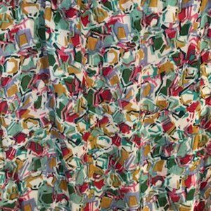 3/$15 Vintage Vivante Rayon Oblong Abstract Confetti Scarf Wrap Green Pink White